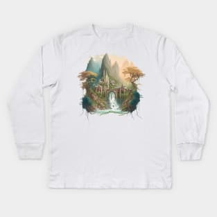 The Last Homely House - Waterfall - Fantasy Kids Long Sleeve T-Shirt